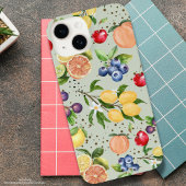 Kleurrijk modern  fruitpatroon grijs iPhone hoesje