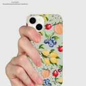Kleurrijk modern  fruitpatroon grijs iPhone hoesje