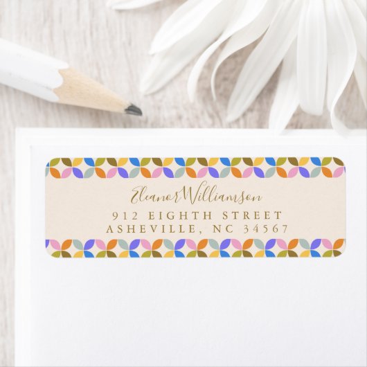 Kleurrijk modern Geometric Shower Return-adres Etiket (Insitu)