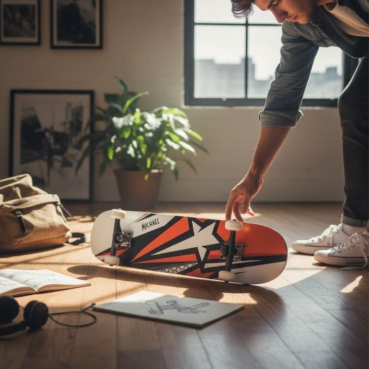 Kleurrijk Modern Geometrisch Abstract Sterpatroon Persoonlijk Skateboard