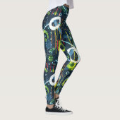 Kleurrijk modern geometrisch abstract vormpatroon leggings (Rechts)