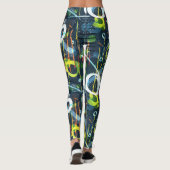 Kleurrijk modern geometrisch abstract vormpatroon leggings (Achterkant)