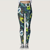 Kleurrijk modern geometrisch abstract vormpatroon leggings (Voorkant)