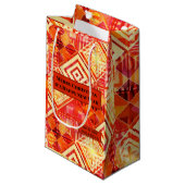 Kleurrijk modern geometrisch feestelijk ontwerp klein cadeauzakje (Voorkant Gekanteld)