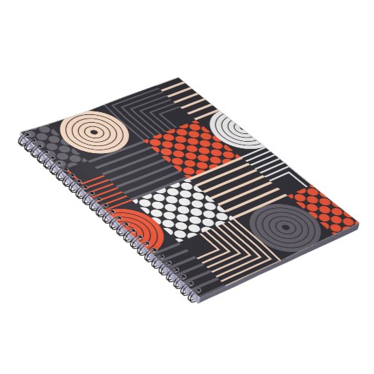 Kleurrijk modern geometrisch naadloos patroon notitieboek (Rechterzijde)