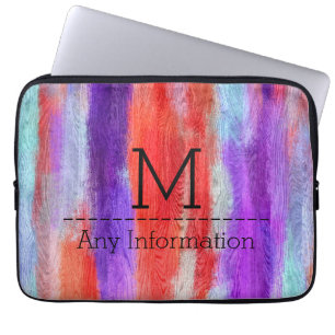 Kleurrijk modern houten monogram #6 laptop sleeve