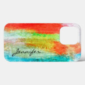 Kleurrijk modern houtnerf look #2 Case-Mate iPhone case (Achterkant (horizontaal))