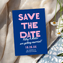 Kleurrijk Modern Huwelijkstype Blauw Roze Bruiloft Save The Date