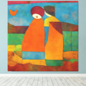 Kleurrijk, modern impressionistisch koppel #1 canvas afdruk (Insitu (Houten vloer))