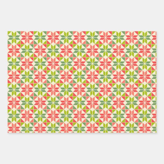 Kleurrijk Modern Kerst Geometrisch Verpakkingsdocu Inpakpapier Vel (Voorkant)