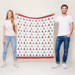 Kleurrijk modern kerstboompatroon fleece deken