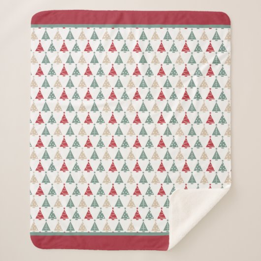 Kleurrijk modern kerstboompatroon sherpa deken (Voorkant)