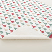 Kleurrijk modern kerstboompatroon sherpa deken (3/4)