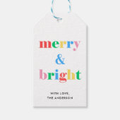 Kleurrijk Modern Kerstfeest Merry and Bright Cadeaulabel (Voorkant)