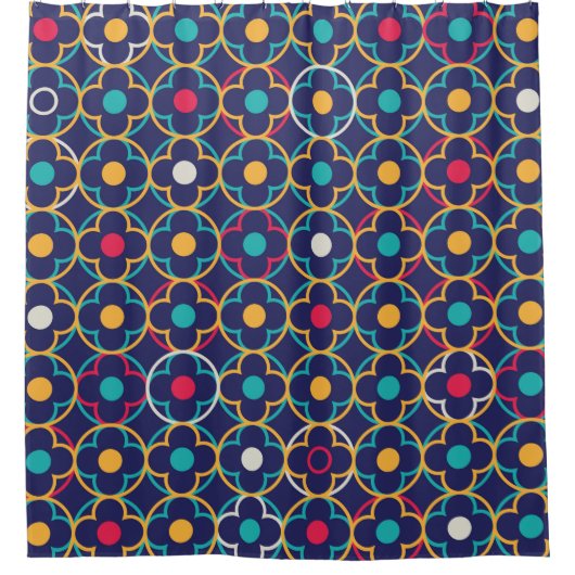 kleurrijk, modern, marokkaans, quatrefoil, trendy, douchegordijn (Voorkant)