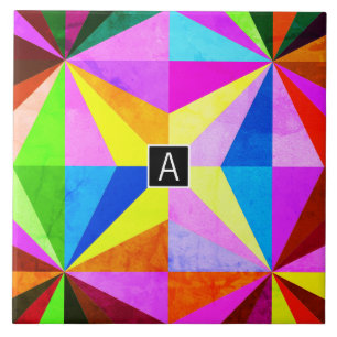 Kleurrijk Modern Meerkleurig Geometrisch Monogra Tegeltje
