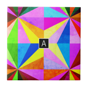 Kleurrijk Modern Meerkleurig Geometrisch Monogra Tegeltje