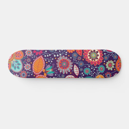 Kleurrijk Modern Meisje Bloemen Patroon Persoonlijk Skateboard (Horizontaal)
