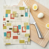 Kleurrijk modern Mid-Century retro patroon Theedoek (Quarter Fold)