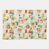 Kleurrijk modern Mid-Century retro patroon Theedoek (Horizontaal)