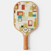 Kleurrijk modern midden-eeuws geometrisch patroon pickleball paddle (Voorkant)