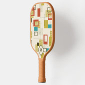 Kleurrijk modern midden-eeuws geometrisch patroon pickleball paddle (Links)