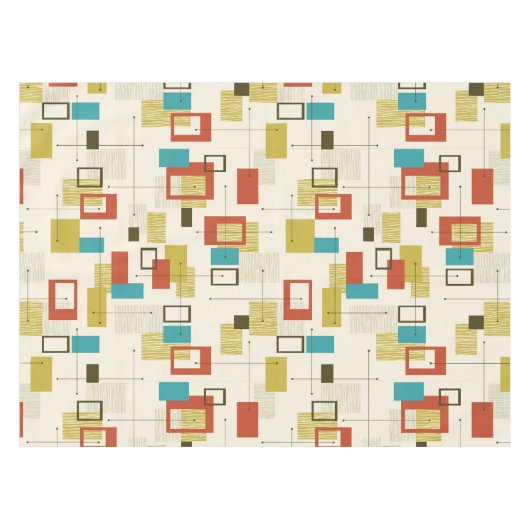 Kleurrijk modern midden-eeuws geometrisch patroon tafelkleed (Voorkant (Horizontaal))