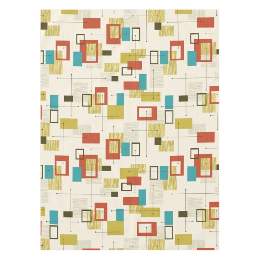 Kleurrijk modern midden-eeuws geometrisch patroon tafelkleed (Voorkant)