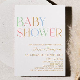 Kleurrijk modern minimalistisch Baby shower Kaart