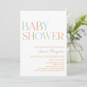 Kleurrijk modern minimalistisch Baby shower Kaart (Staand voorkant)
