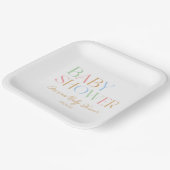 Kleurrijk modern minimalistisch Baby shower Papieren Bordje (Gebogen)