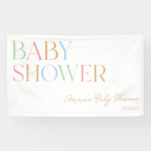 Kleurrijk modern minimalistisch Baby shower Spandoek (Horizontaal)