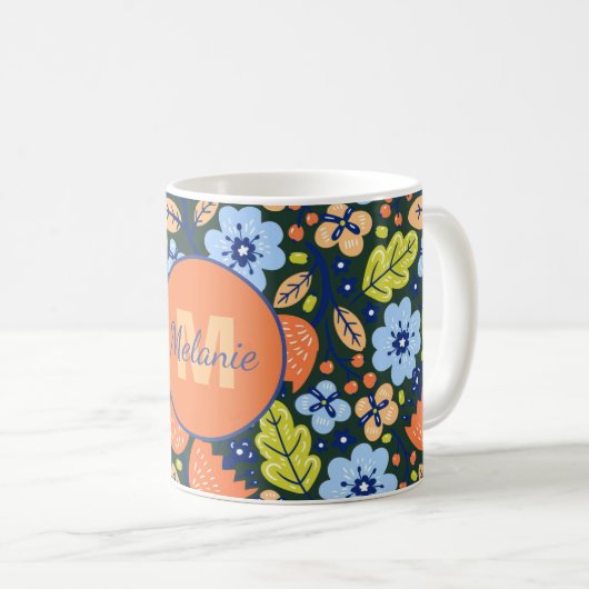 Kleurrijk Modern Mooie Bloem Patroon Persoonlijk Koffiemok (Voorkant rechts)