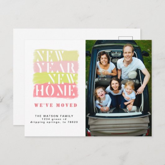 Kleurrijk Modern Moving Aankondiging Briefkaart (Voorkant / Achterkant)