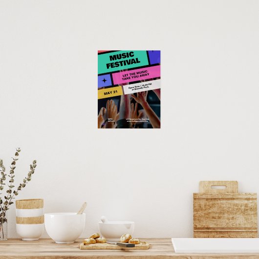 Kleurrijk Modern Muziekfestival, Muzikaal Feest Poster (Keuken)