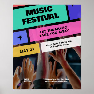 Kleurrijk Modern Muziekfestival, Muzikale Feest Poster