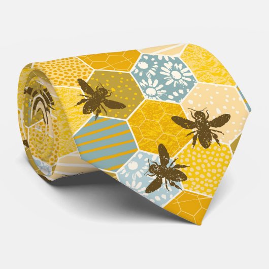 Kleurrijk modern Natuur bijen Apiary Pattern Stropdas (Opgerold)