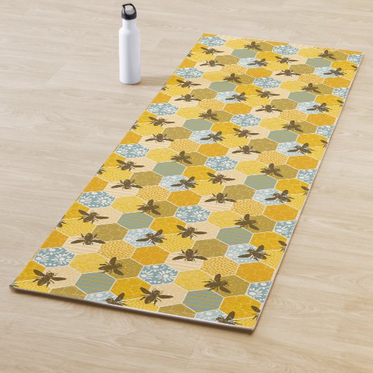 Kleurrijk modern Natuur bijen Apiary Pattern Yogamat (In situ)