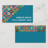 Kleurrijk modern patroon op turkoois plaatskaartje (Voorkant / Achterkant)