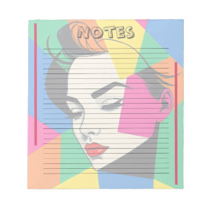 Kleurrijk modern pop-art vrouwen gelinieerd notiti notitieblok