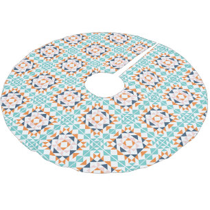 Kleurrijk modern quiltblok geometrisch patroon kerstboom rok