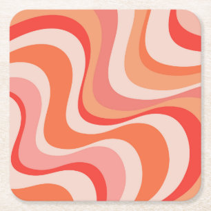 Kleurrijk modern retro golfontwerp kartonnen onderzetters