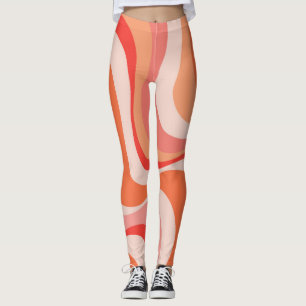 Kleurrijk modern retro golfontwerp leggings