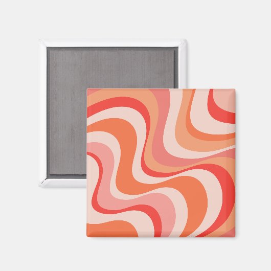 Kleurrijk modern retro golfontwerp magneet (Voorkant / Achterkant)