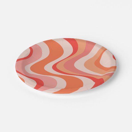 Kleurrijk modern retro golfontwerp papieren bordje (Gekanteld)