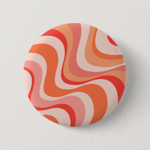Kleurrijk modern retro golfontwerp ronde button 5,7 cm