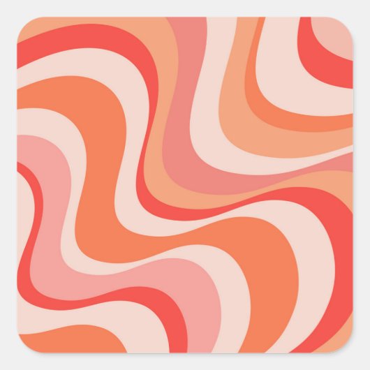 Kleurrijk modern retro golfontwerp vierkante sticker (Voorkant)