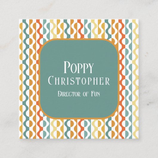 Kleurrijk Modern Retro Wave Patroon 9.8 Vierkante Visitekaartje (Voorkant)