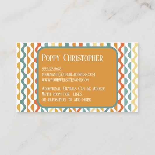 Kleurrijk Modern Retro Wave Patroon 9.8 Visitekaartje (Achterkant)