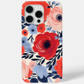 Kleurrijk Modern Rood Wit Blauw Aquarel Bloemig Case-Mate iPhone Case (Achterkant)
